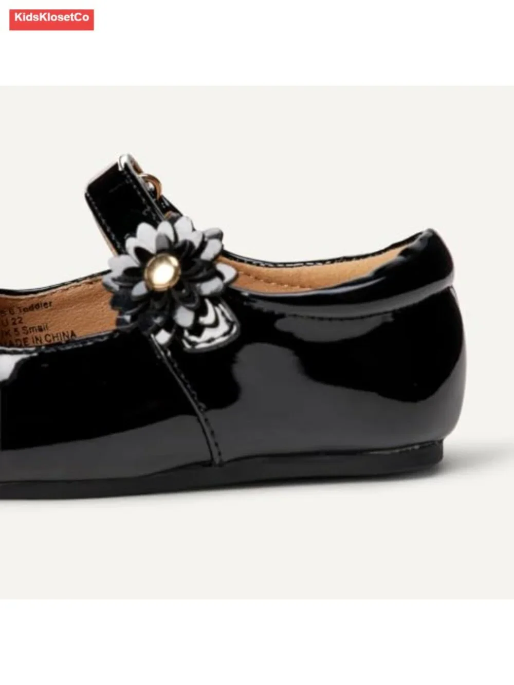 Girls Toddlers Mary Jane Flats Faux Patent Leather Adjustable Hook-and-Loop